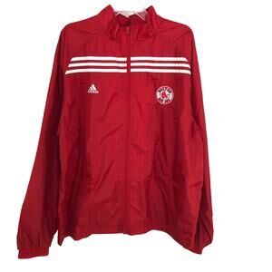 Adidas Men's Windbreaker Jacket Mesh Lined Full Zip Front Red Sox Emblem Size XL